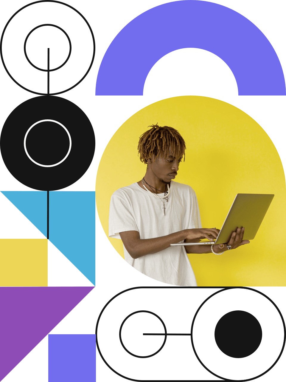 a person holding a laptop